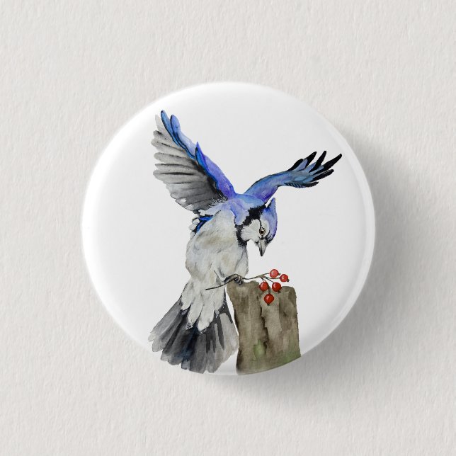 Blaue Jay Button (Vorderseite)