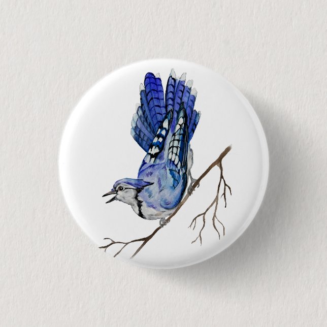 Blaue Jay Button (Vorderseite)