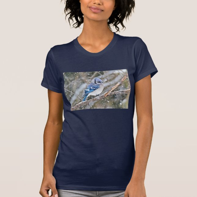 Blaue Jay im Schneesturm T-Shirt (Vorderseite)