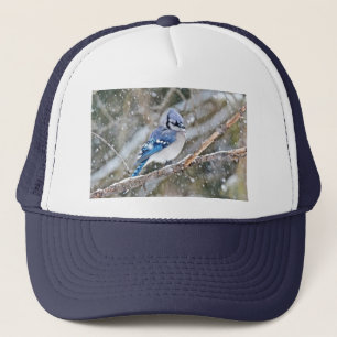 Blaue Jay im Schneesturm Truckerkappe
