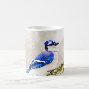 Blaue Jay im Winter Tasse