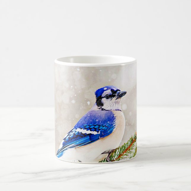 Blaue Jay im Winter Tasse (Mittel)