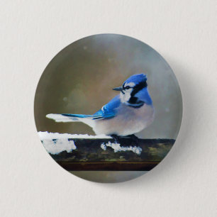 Blaue Jay-Malerei - Original Bird Art Button