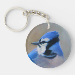 Blaue Jay-Malerei - Original Bird Art Schlüsselanhänger