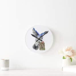 Blaue Jay Runde Wanduhr