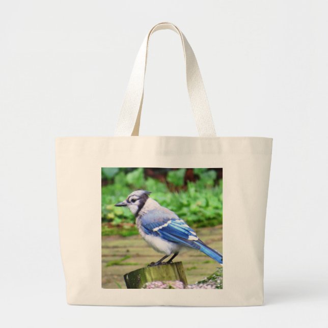 Blaue Jay-Taschen-Tasche Jumbo Stoffbeutel (Vorne)