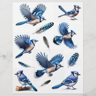 Blaue Jay und Feathers Fussy Cuts
