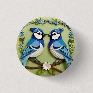 Blaue Jay Vogelpapier Art Button