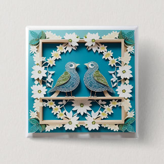 Blaue Jay Vogelpapier Art Button