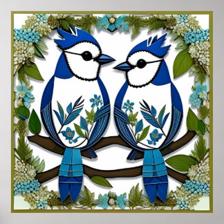 Blaue Jay Vogelpapier Art Poster