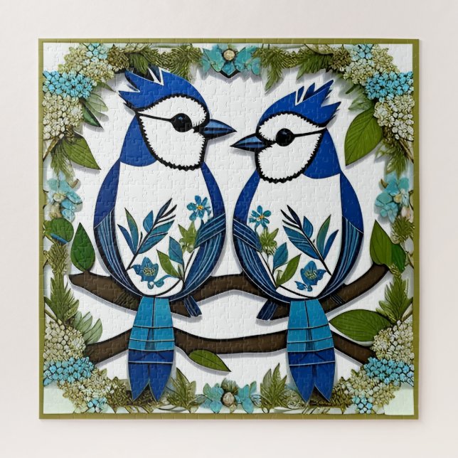 Blaue Jay Vogelpapier Art Puzzle (Vertikal)
