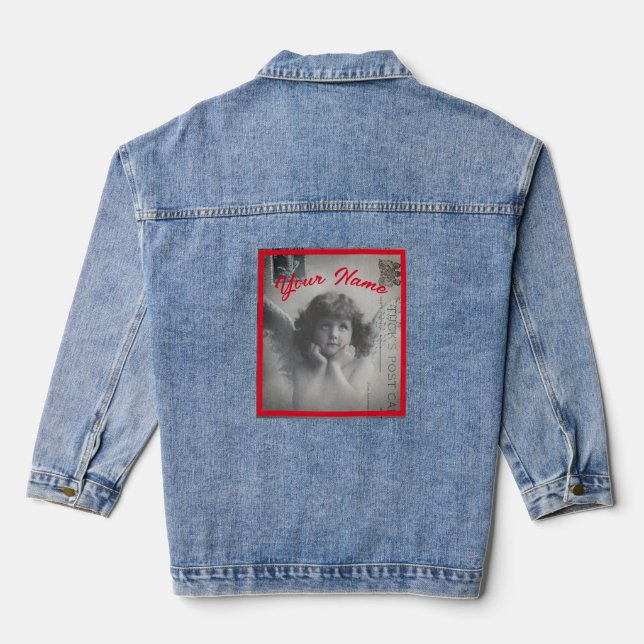 BLAUE JEAN JACKET ANGEL MIT NAME JEANSJACKE (Rückseite)