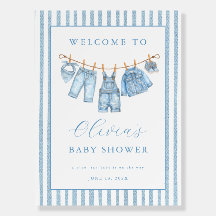 Blaue Jeans Baby Baby Shower Wäscheleine Denim