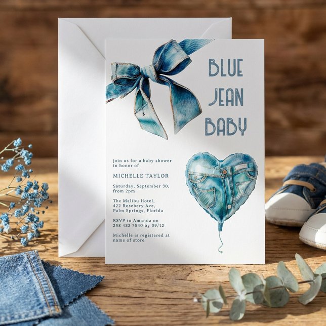 Blaue Jeans Baby Denim-Baby-Party Einladung (Von Creator hochgeladen)
