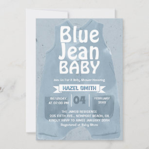 Blaue Jeans Baby Denim Baby Shower Einladung