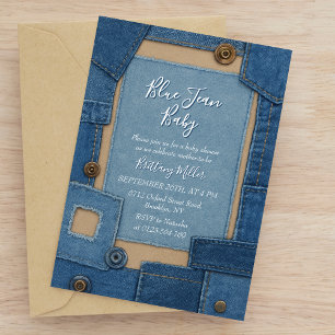 Blaue Jeans Baby Denim Baby Shower Einladung