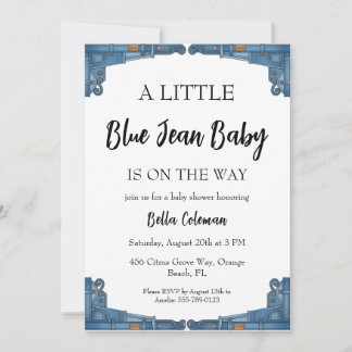 blaue Jeans-Baby-Einladungskarten Einladung