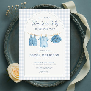 Blaue Jeans-Baby-Gingham-Baby-Party  Einladung