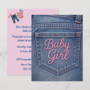 Blaue Jeans Baby Mädchen Baby Shower Digitaler Dow Einladung