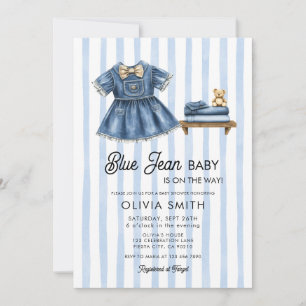Blaue Jeans Baby Mädchen Denim Babyparty-Einladung Einladung