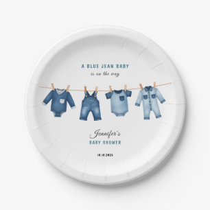 Blaue Jeans-Baby-Party - Denim-Thema Pappteller