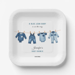 Blaue Jeans-Baby-Party - Denim-Thema Pappteller