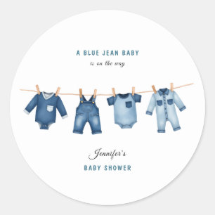 Blaue Jeans-Baby-Party - Denim-Thema Runder Aufkleber