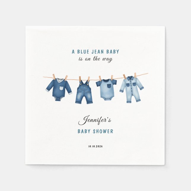 Blaue Jeans-Baby-Party - Denim-Thema Serviette (Vorderseite)