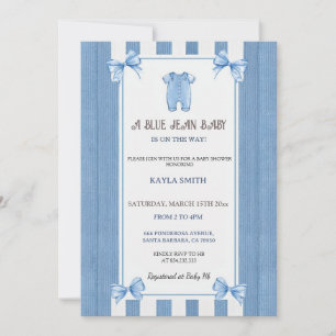 Blaue Jeans-Baby-Party-Einladung Denim-Baby-Jung Einladung