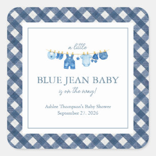 Blaue Jeans-Baby-Party  Quadratischer Aufkleber