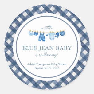 Blaue Jeans-Baby-Party  Runder Aufkleber