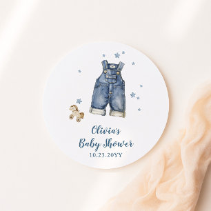 Blaue Jeans-Baby-Party Runder Aufkleber