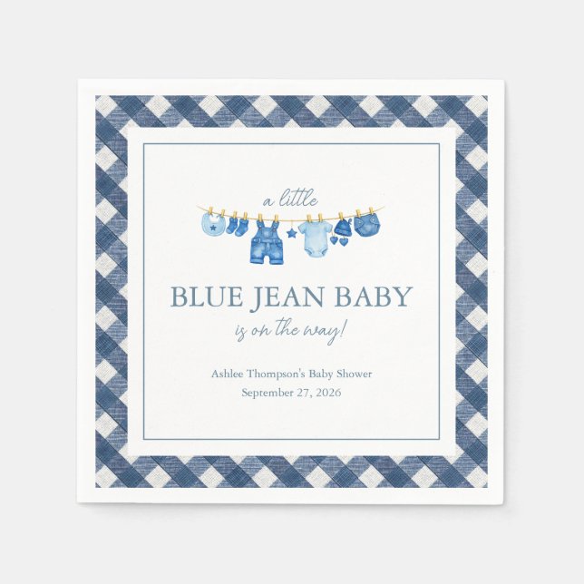 Blaue Jeans-Baby-Party Serviette (Vorderseite)
