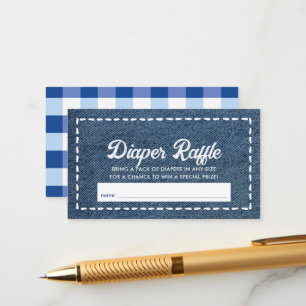 Blaue Jeans Baby-Party-Windel-Raffle-Ticket Begleitkarte
