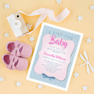 Blaue Jeans Baby Rosa Süße Denim Mädchen Baby-Part Einladung