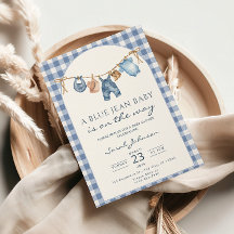 Blaue Jeans-Baby-Shower-Einladung Cowboy