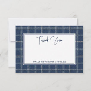 Blaue Jeans Baby Shower Vornehm Kariert Dankeskarte