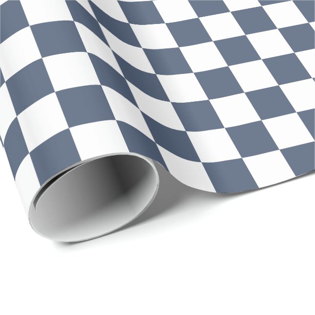 Blaue Jeans Blau-Weiß Kariert Geschenkpapier (Rolleneckpunkt)