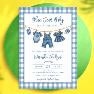 Blaue Jeans-Denim-Baby-Einladung Einladung