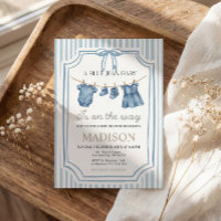 Blaue Jeans-Denim-Baby-Shower-Einladung für Mädche