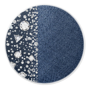 Blaue Jeans-Denim-Diamanten Glamour Trendy Diamant Keramikknauf