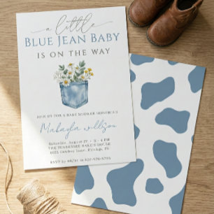 Blaue Jeans Denim Rustikale Jungen-Baby-Party Einladung