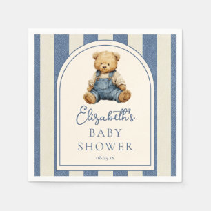 Blaue Jeans-Denim-Teddybär-Baby-Party Serviette