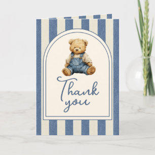 Blaue Jeans Denim Teddybär Foto Geburtstag Dankeskarte