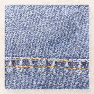 Blaue Jeans: detaillierte Nähtextur. Glasuntersetzer