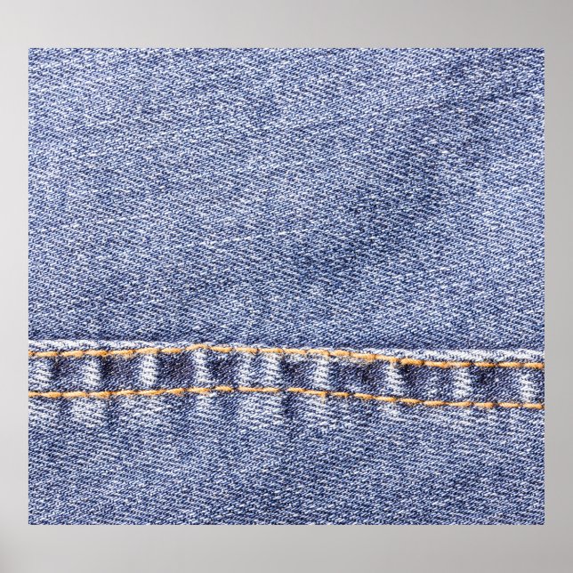 Blaue Jeans: detaillierte Nähtextur. Poster (Vorne)