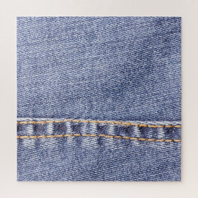 Blaue Jeans: detaillierte Nähtextur. Puzzle (Vertikal)