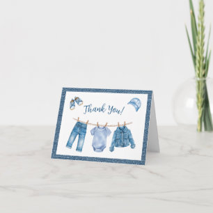 Blaue Jeans Jungen Baby Shower Dankeskarte
