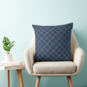 Blaue Jeans-Karomuster Kissen