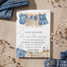 Blaue Jeans Mädchen Baby Shower Einladung